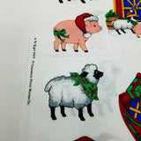 Holiday Friends Print Appliques Fabric Cut & Sew Panel Santa Barn Farm Animals