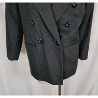 Lord & Taylor Petites Wool Cashmere Gray Double Breasted Blazer Jacket Womens PM