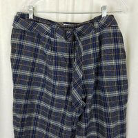 LL Bean Signature Plaid Wool Wide Legs Trousers Pants Womens 18 Belted Buckle