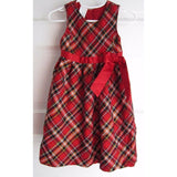 Wonder Kids Tartan Scotch Plaid Long Maxi Sash Bow Dress + Bloomers Girls 24M