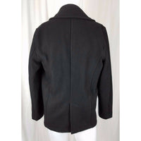 Spiewak Wool Double Breasted Peacoat Coat Mens M Maine Crest Gold Buttons Black