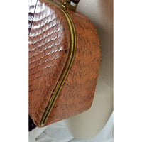 VINTAGE Two Tone Faux Alligator Snakeskin Leather Hard Case Box Purse Handbag