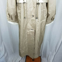 Essentials Worthington Sheen Cinch Cape Top Rain Trench Coat Womens 12 80s Tan