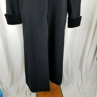 Liz Claiborne Peacoat Black Wool Velvet Long Maxi Duster Coat Womens 16 Vintage