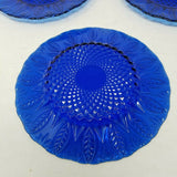 Set of 4 Avon Royal Sapphire Leaf Fan Print France Cobalt Blue 8" Salad Plates