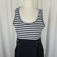 ToTo Collection Black Striped Sailor Tunic Tank Dress Womens 1XL Empire Waist