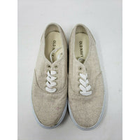 Old Navy Linen Lo Tops Lace Up Shoes Sneakers Mens 8 Natural Beige Canvas Tan