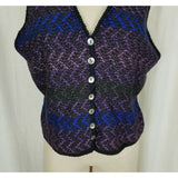 Vintage Talbots Wool Button Up Knit Sweater Vest Herringbone Striped Womens L