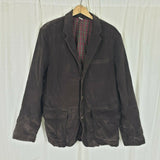 LL Bean Red Plaid Flannel Lined Chocolate Brown Corduroy Jacket Blazer Mens 44