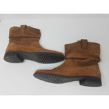 LL Bean Women's 9.5 M Slouch Ankle Boots Nubuck Cognac Suede Brushed Leather Tan