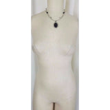 Faux Black Onyx Crystal Pendant Choker Necklace Silver Chain Charm Resin Beaded