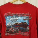 Harley Davidson Savannah GA on River St Long Sleeve Tee T-Shirt Mens XL Red 2010
