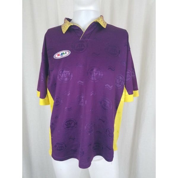 NAAI Bajic # 26 Soccer Futbol Jersey Mens M Purple Gold Speckled Sheen Collared