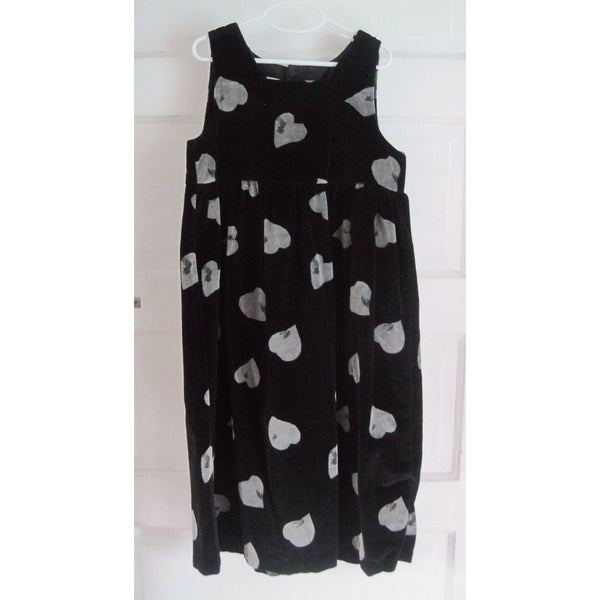 Garnet Hill Boutique Black Velvet Hearts Jumper Party Dress Girls sz 8 Maine USA