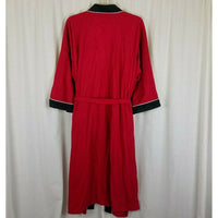 Harcourt Red & Black Velour Wrap Bath Robe Mens One Size OS Striped USA Smoking
