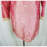 Vintage Indian Kurti Kurta Embroidered Tunic Dress Traditional Ethnic Satin S M