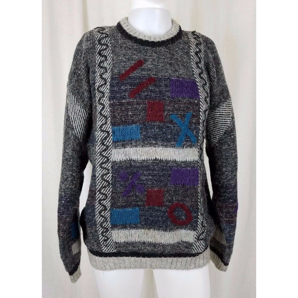 Vintage Melrose Prayag Mens Knit Sweater Shapes Loud Cosby Ugly Biggie 38 Rare