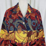 Travel Smith Woven Abstract Tapestry Blazer Jacket Womens S Art to Wear Striped