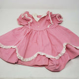 Vintage Ruffles Lace Circle Skirt Twirl Baby Doll Dress Girls 6-12 Months Pink