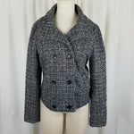 Gap Wool Cotton Double Breasted Cropped Mottled Tweed Peacoat Jacket Womens M