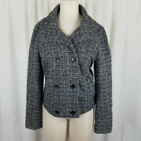 Gap Wool Cotton Double Breasted Cropped Mottled Tweed Peacoat Jacket Womens M