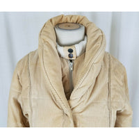 Dawn Imports Shawl Collar Corduroy Puffer Bomber Jacket Womens S Tan Zip Up Snap