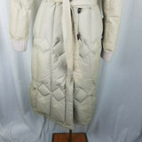 Utex Goose Down Quilted Belted Puffer Parka Long Maxi Coat Womens 16 Funnel Neck