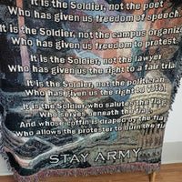 MDW It Is The Soldier Stay Army Military Custom Woven Tapestry Throw Cotton USA