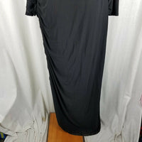 Black Side Ruched Stretch Faux Wrap Maxi Dress Lace Accents Womens 2X Plus Size