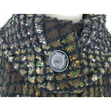 Vintage 50s Union Made Plaid Jackie O Mod MCM Woven Wool Peacoat Coat Womens L