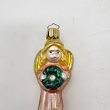 Vintage Painted Glass Figural Angel Wreath Christmas Ornaments Icicle Shape 6.5"