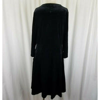 Lands End Velvet Fit & Flare Long Sleeve Scoop Neck Little Black Dress Womens L