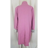 Terry Lewis Classic Luxuries Pink Wool Gray Faux Fur Trim Coat Peacoat Womens M