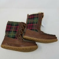 LL Bean Wicked Good Lodge Boots Shearling Wool Plaid Leather Snow Tall Womens 8