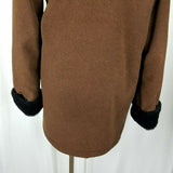 Maralyce Ferree Vegan Faux Persian Fur Fleece Shawl Collar Swing Coat Womens S