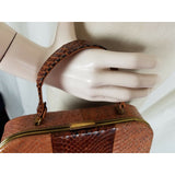 VINTAGE Two Tone Faux Alligator Snakeskin Leather Hard Case Box Purse Handbag