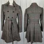 H&M Plaid Flirty Fit & Flare Double Breasted Belted Tie Sash Coat Womens 6 Pink