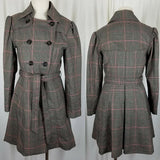 H&M Plaid Flirty Fit & Flare Double Breasted Belted Tie Sash Coat Womens 6 Pink