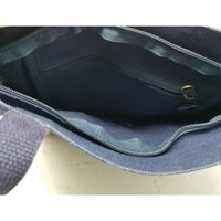 My Maine Bag Canvas Denim Blue Jean Tote Purse Shoulder Bag Brown Leather Trim