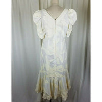 Hilo Hattie Vintage 80s Hawaiian Wedding Dress Luau Womens 12 Ivory Cream Formal