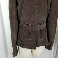 LL Bean Belted Tie Sash Ruffled Corduroy Blazer Jacket Womens 14 Chocolate Brown