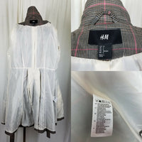 H&M Plaid Flirty Fit & Flare Double Breasted Belted Tie Sash Coat Womens 6 Pink
