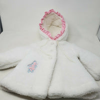 Disney Winnie Pooh Hooded Berber Sherpa Fleece Jacket Girls 2T Deep Pile Popcorn