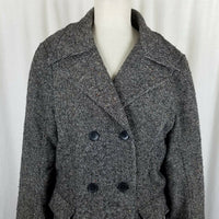 Vintage Eddie Bauer Double Breasted Mottled Wool Tweed Peacoat Womens L Car Coat