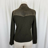 Coldwater Creek Wool Sweater Knit Sleeves Leather Jacket Shacket Womens 6P Zip