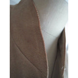 Filene's Cow Split Leather Cropped Open Front Stand Up Collar Jacket Womens sz L