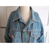 Limited Jeans European Fit Jewel Buttons Trucker Denim Blue Jean Jacket Womens M