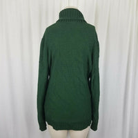 LRL Ralph Lauren Shawl Collar Henley Cotton Knit Sweater Womens L Dark Green