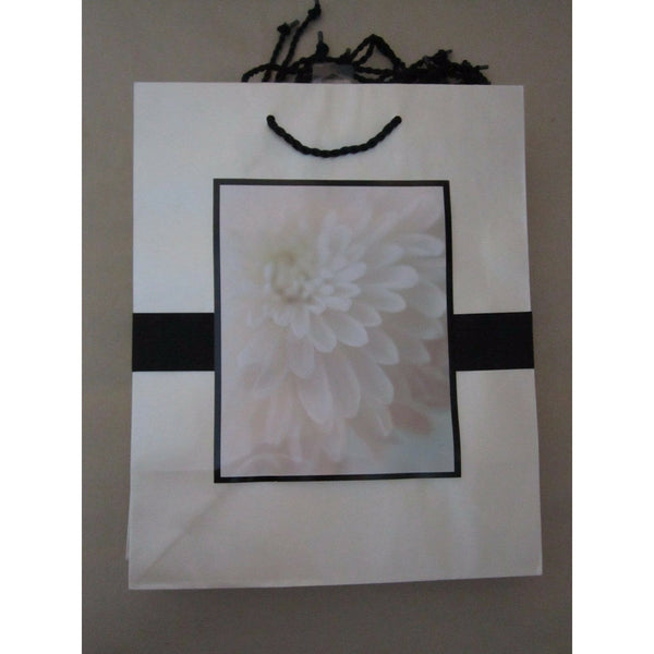 White Flower Hallmark Expressions All Occasion Gift Bag 3D Embellishments Black