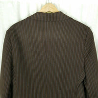 John Blair Brown Polyester Pinstripe Blazer Sport Coat Jacket Mens 39 Vintage